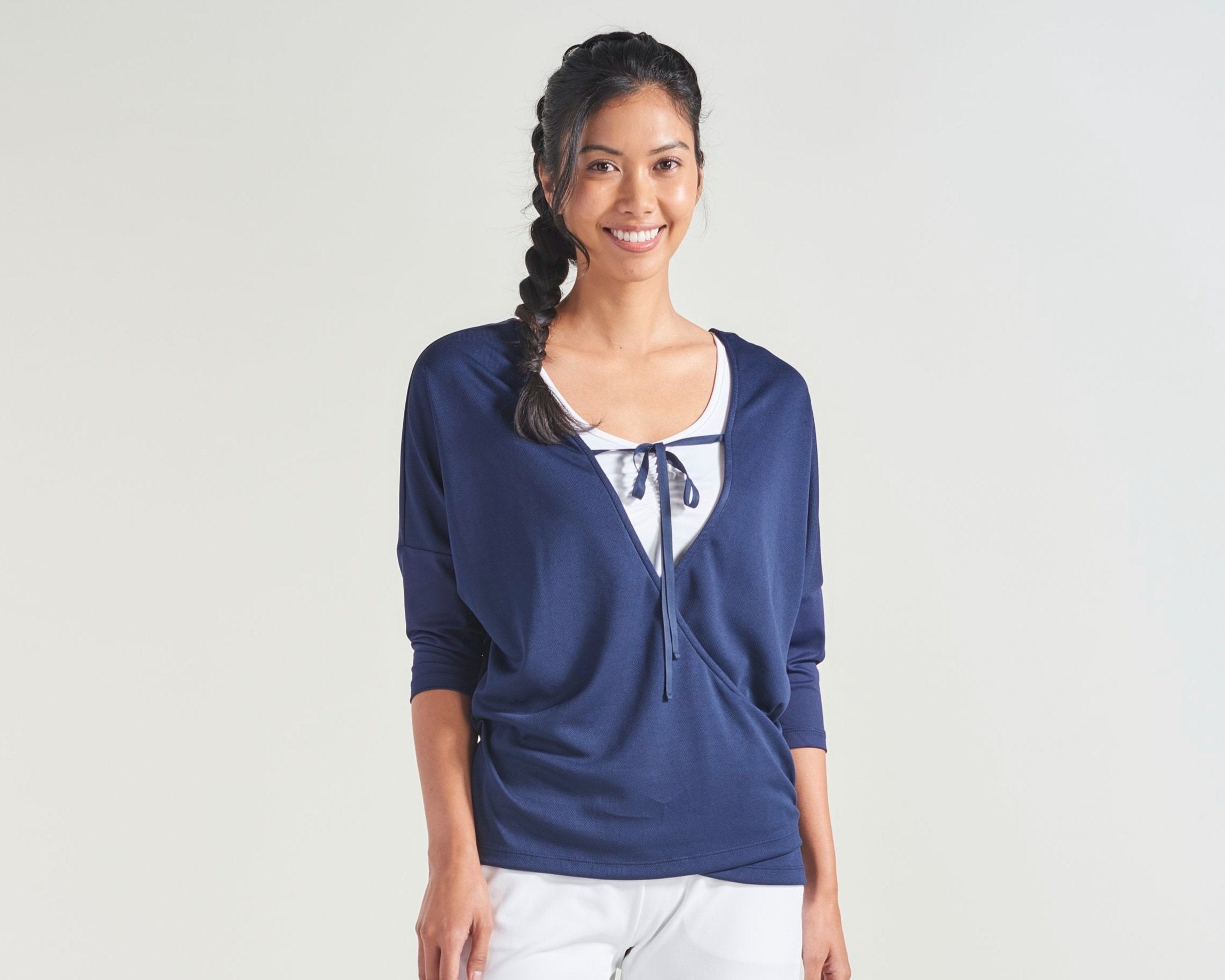 Navy tennis shirt with white under shirt for women