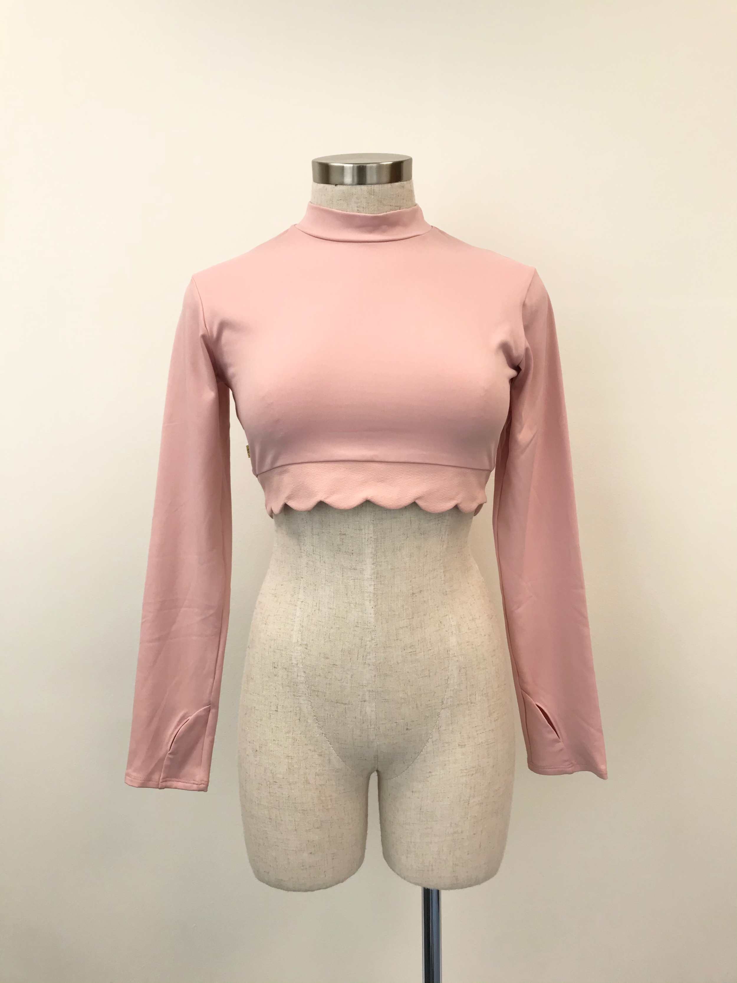 Pink long sleeve tennis shirt for women