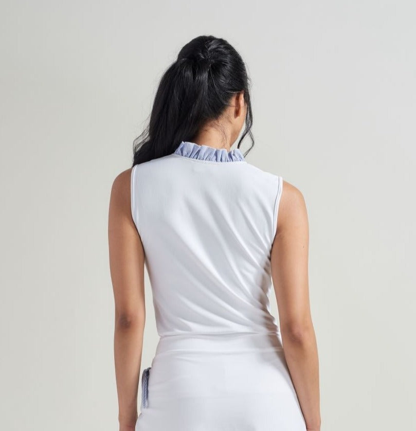 Sample Sale - Seersucker Ruffle Polo Shirt