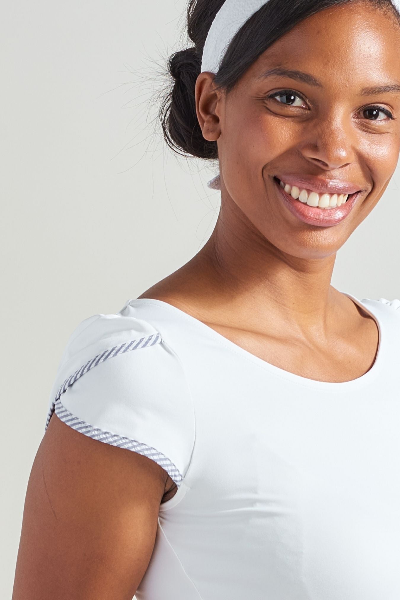 Seersucker Tulip Sleeve Shirt
