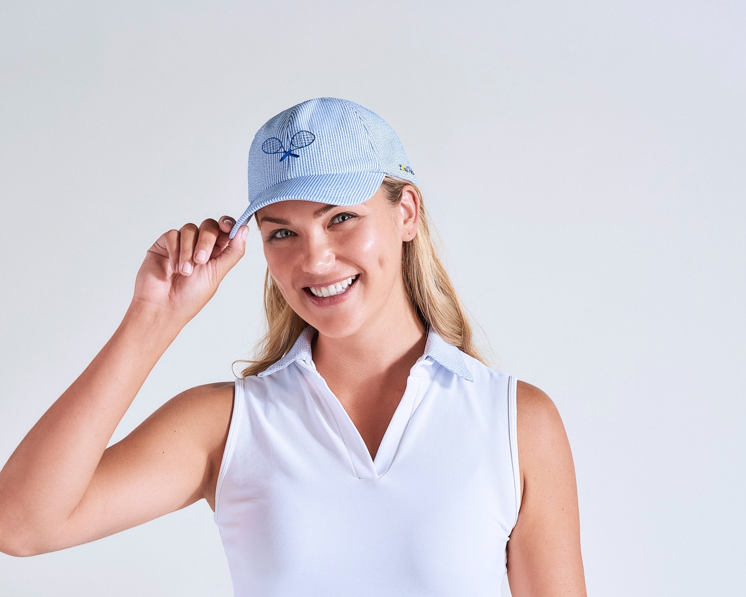 Blue tennis embroidered hat for sun protection