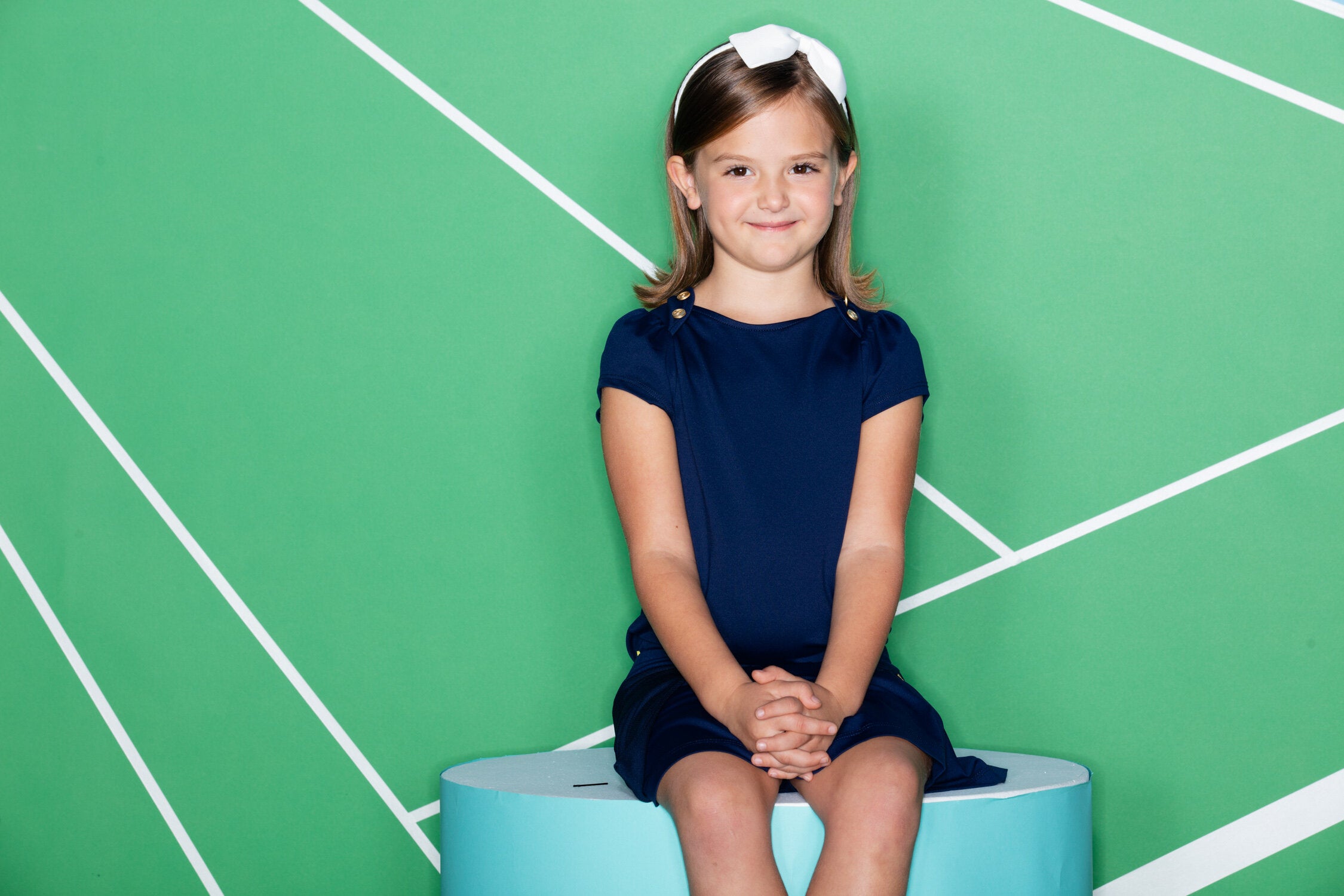 Boatneck tennis shirt in navy for kids tennis player