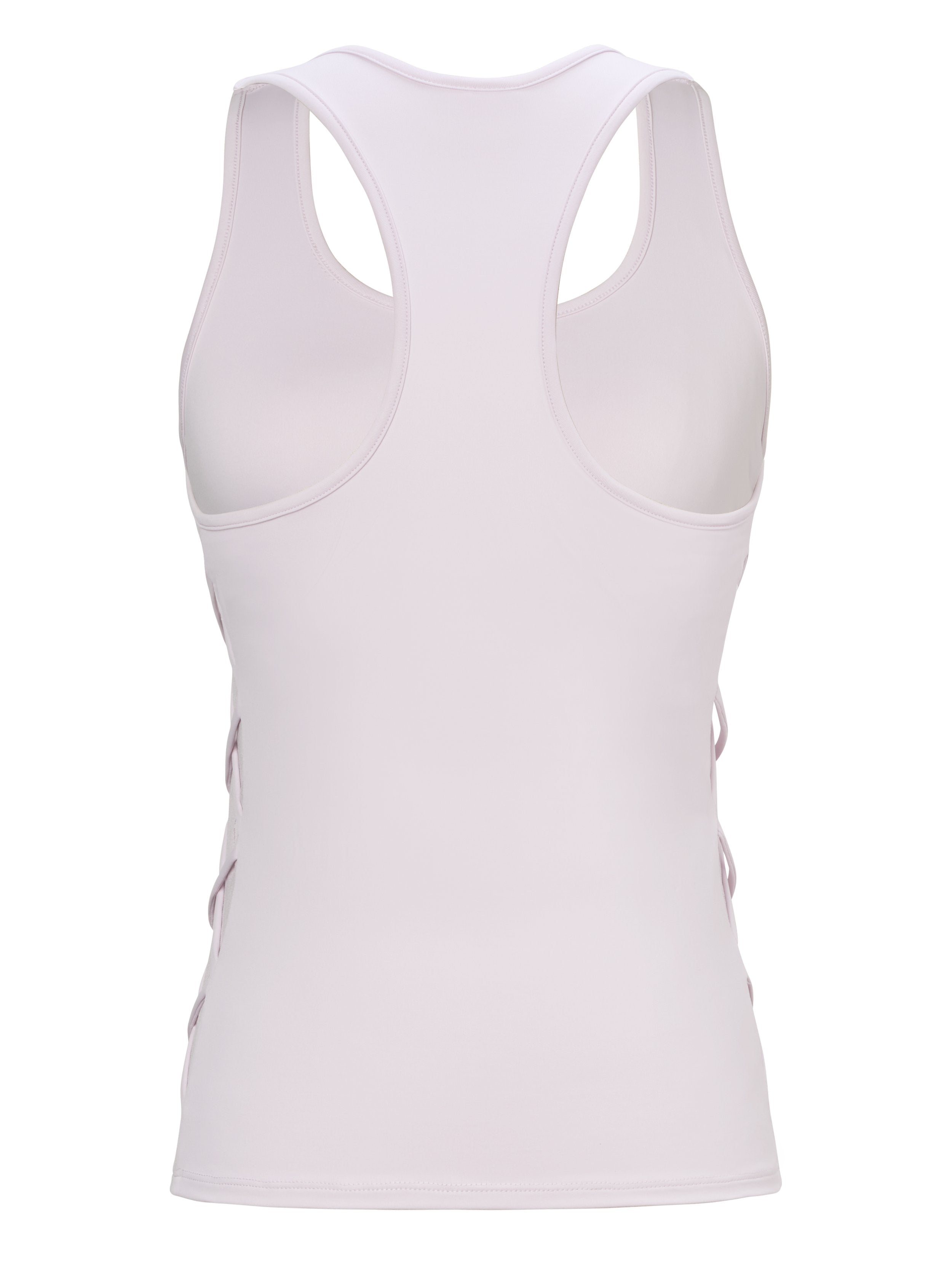 Back view of tennis tank tops for women.