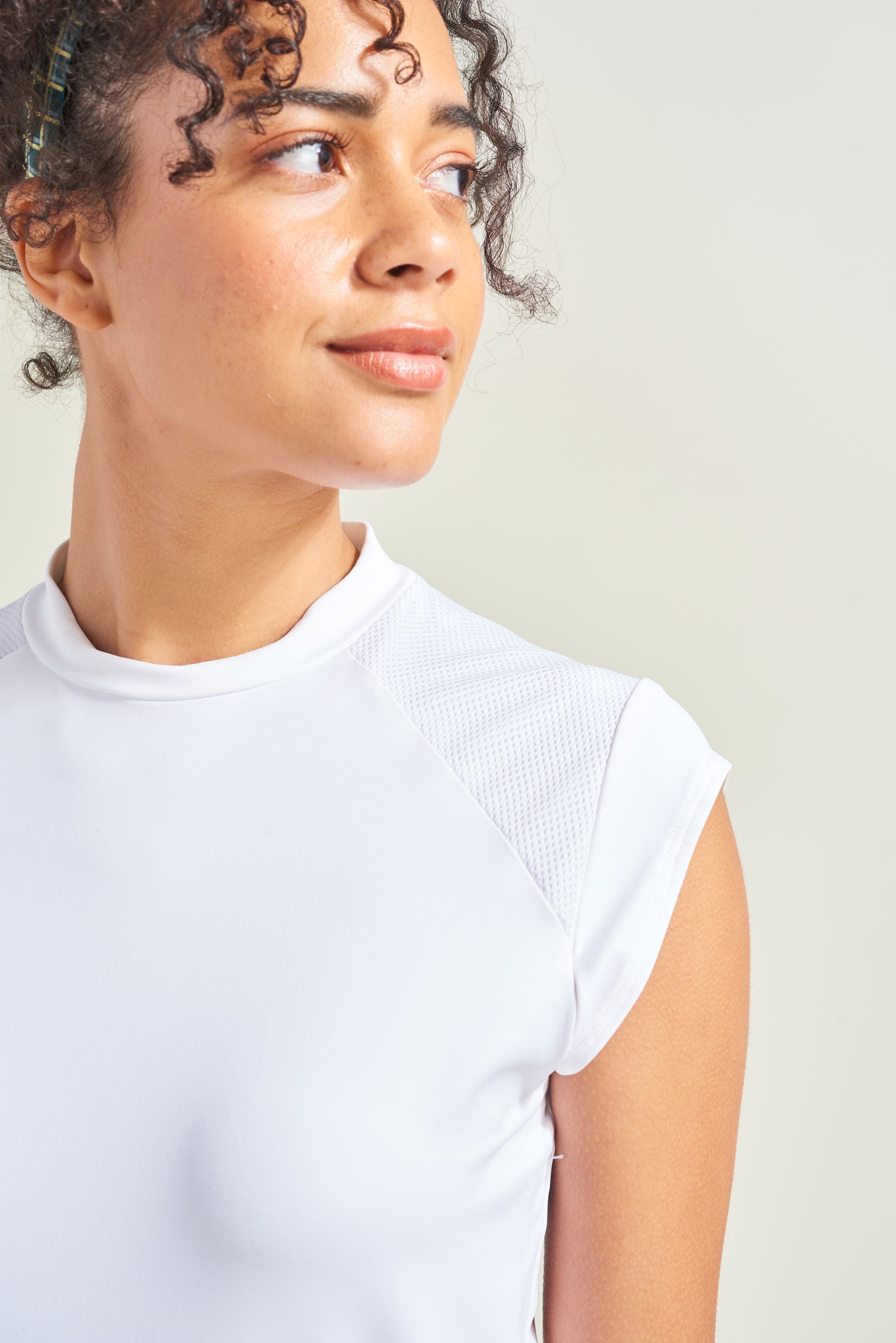 Mock Neck Mesh Top