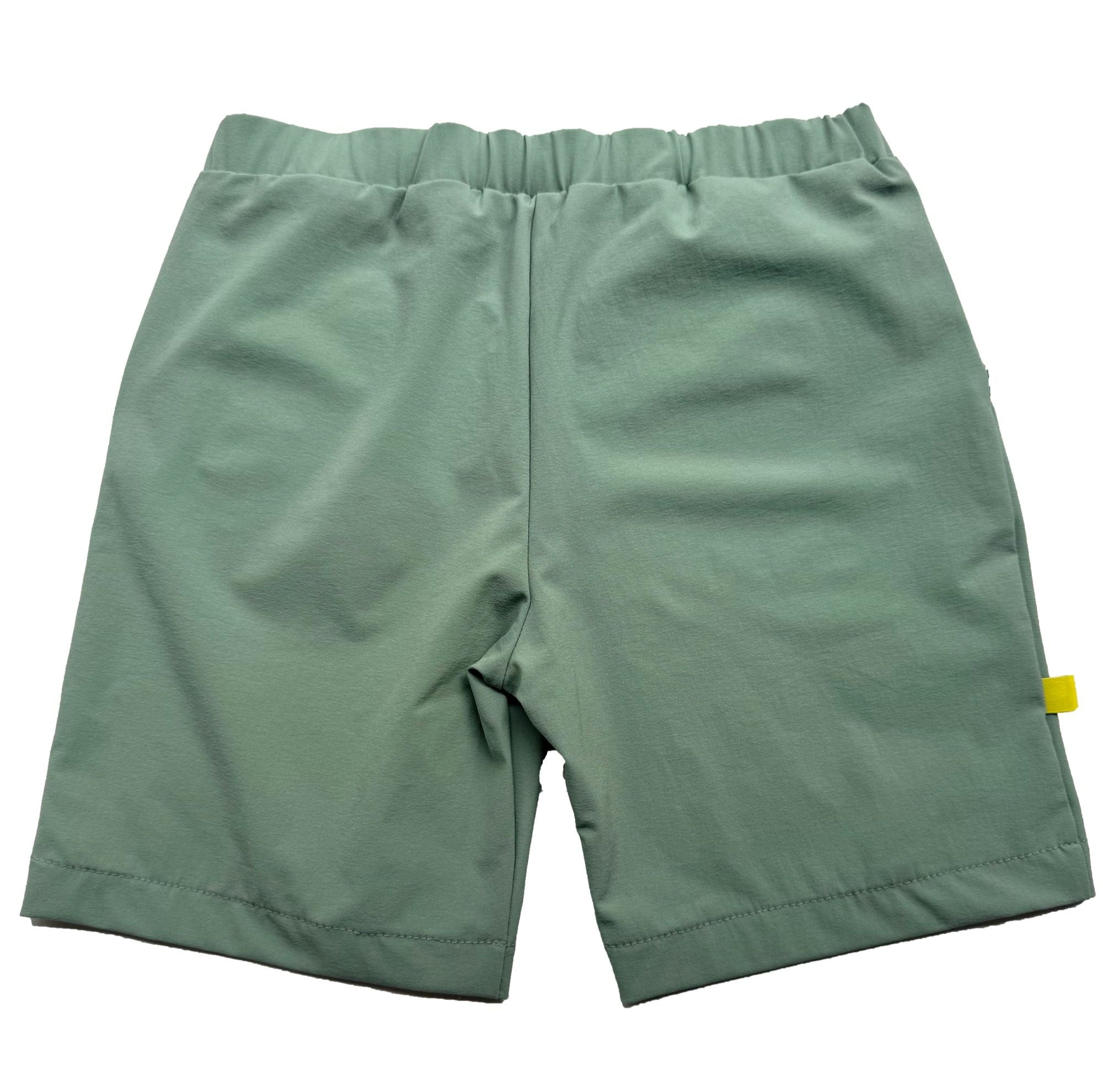 Back view of green shorts for boys